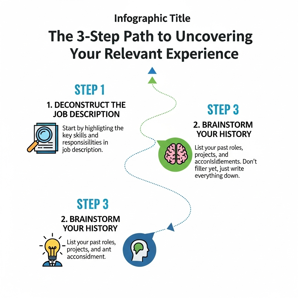 Infographic guide explaining how to find relevant experience on your resume for a job application